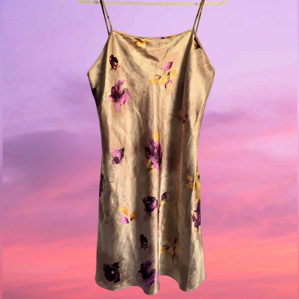 Vintage Silky Floral Lingerie Slip Dress